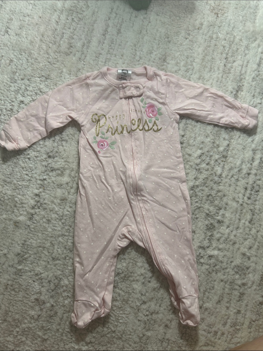 Baby Pink 'Princess' Footed One-Piece Sleeper